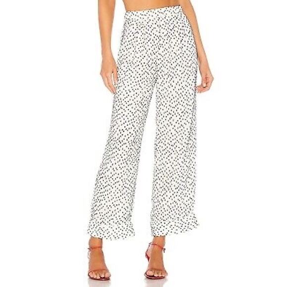 House of Harlow 1960 X Revolve Pants - House of Harlow 1960 x Revolve White & Blue Chiffon Wide Leg Ankle Cuff Pant S